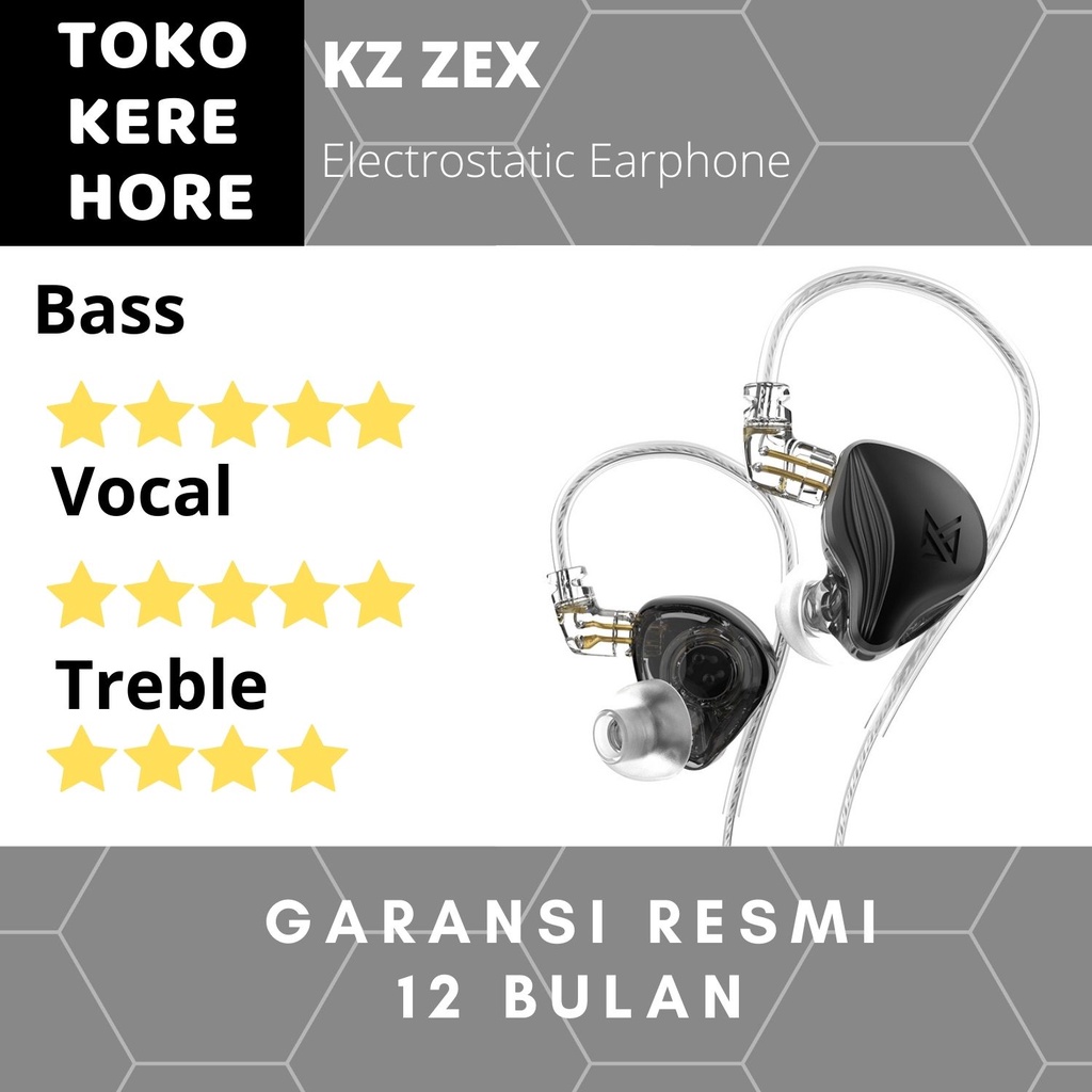 Knowledge Zenith KZ ZEX Electrostatic DD Earphone with Mic - Hitam