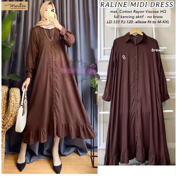 RALINE MIDI DRESS BO Bahan KATUN RAYON LD 110 CM PJ 120 CM  BAJU MIDI DRES TERBARU SIMPLE DAN ELEGAN BAJU MIDI DRES FASHION TERBARU MIDI DRES MURA DAN  COCOK UNTUK OOTD BAJU MIDI DRES TERBARU 2022