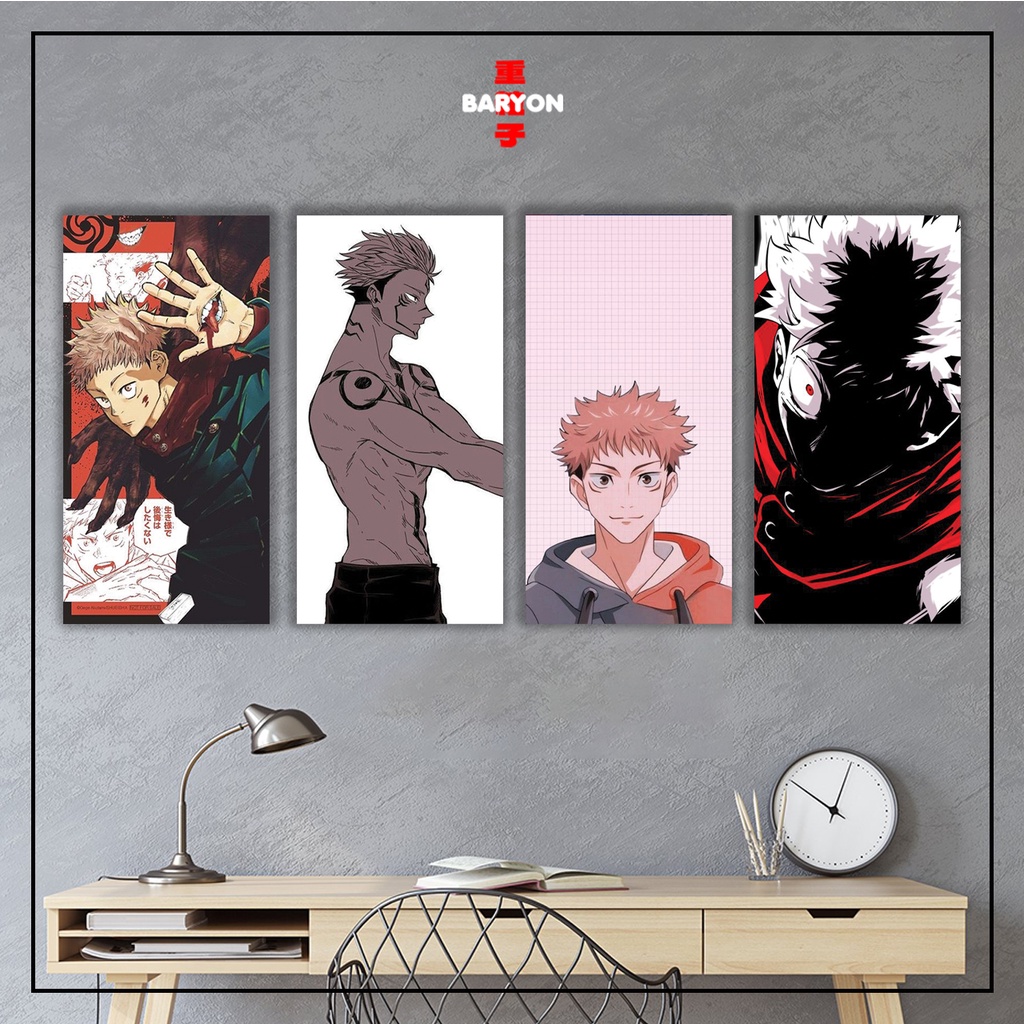 BARYON Hiasan Dinding JUJUTSU KAISEN SUKUNA YUJI Pajangan Poster Kayu Wall Decor Anime 10 X 20 CM