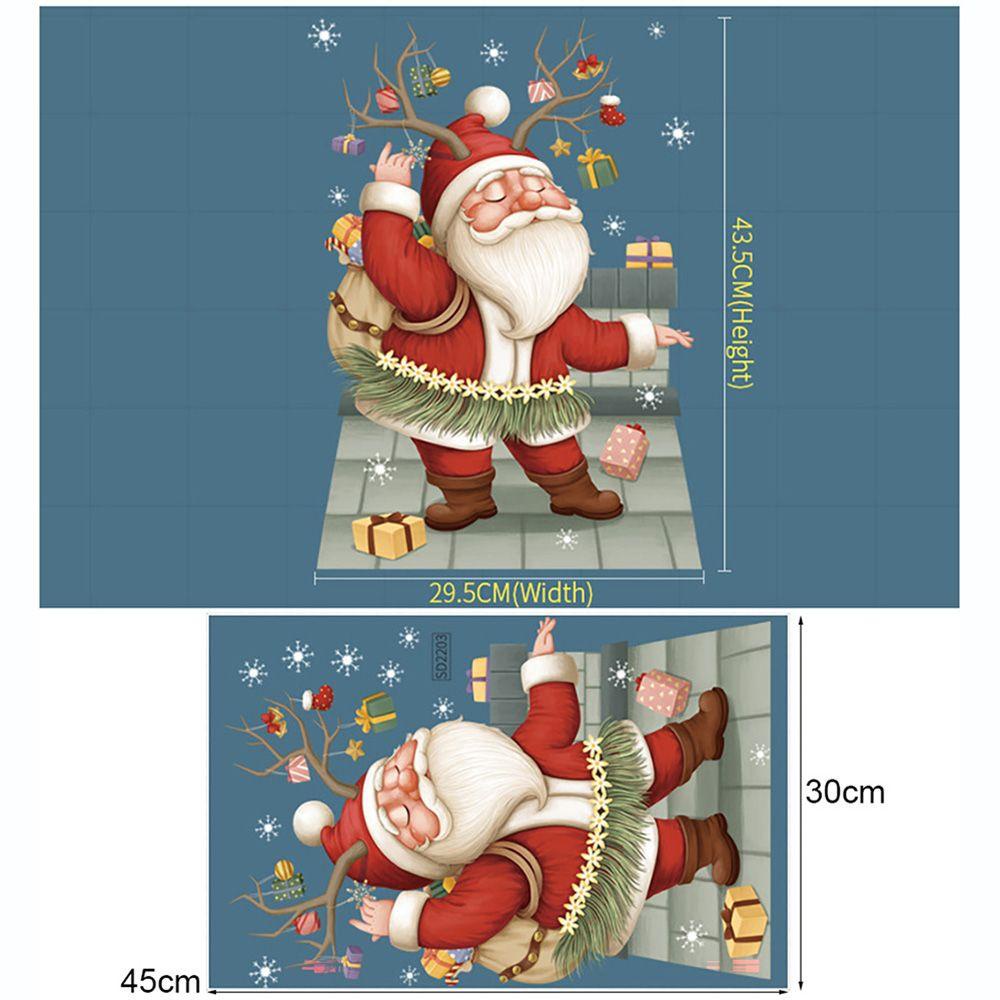 R-bunga Natal Stiker Kaca Craft Dekorasi Rumah Perlengkapan Pesta Snowman Gnome