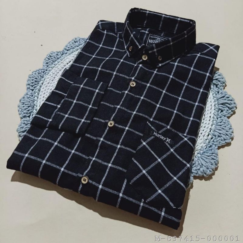 ATASAN PRIA KEMEJA FLANEL HITAM ABU VMAR-075
