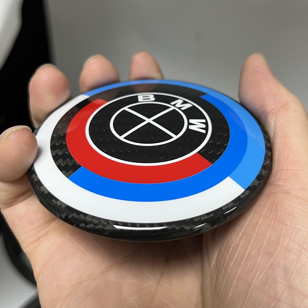 Stiker Emblem Logo BMW F01 F02 F05 F06 F11 F12 F15 F16 F25 50th Anniversary Bahan Karbon Fiber