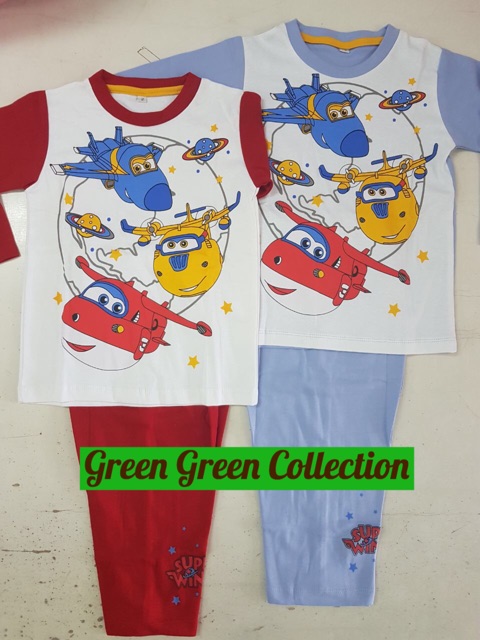 Piyama kaos anak superwing red/blue