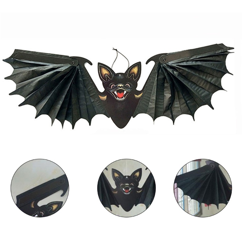 Zzz Hiasan Gantung Bentuk Kelelawar Bisa Dilipat Bahan Kertas Hitam Untuk Dekorasi Pesta Halloween