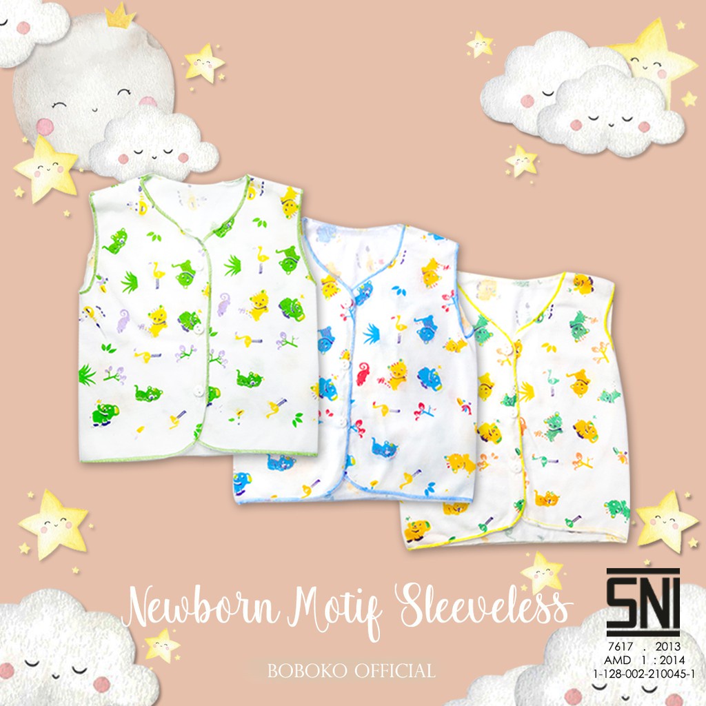 BOBOKO SETELAN Baju DK Bayi Tanpa lengan Newborn random motif