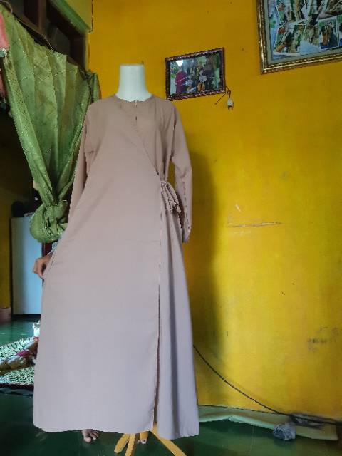 Gamis wolfis cantik murah real pict syahirashop gamis slempang