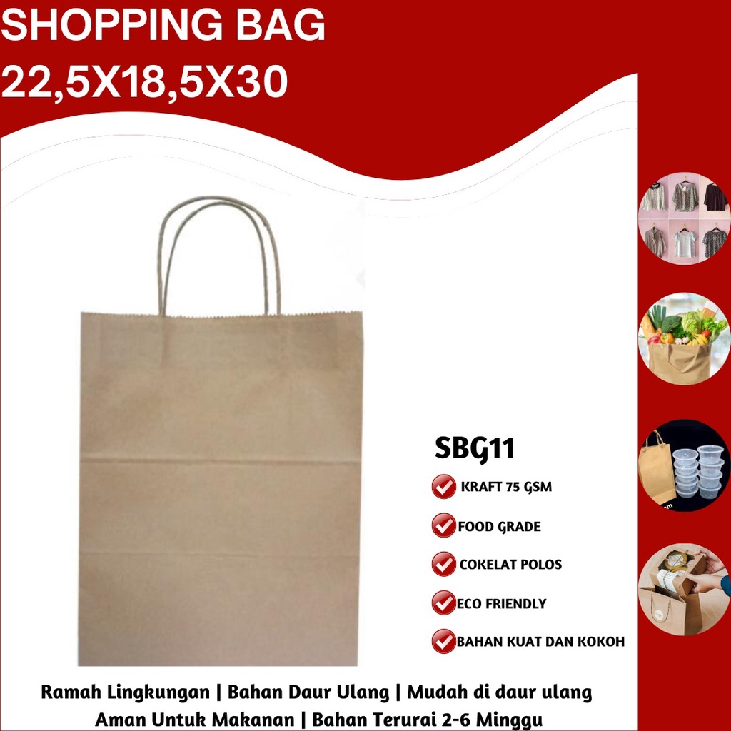 Paper Bag Polos Tas Belanja Shopping Bag (SBG11-22.5X18.5X30)