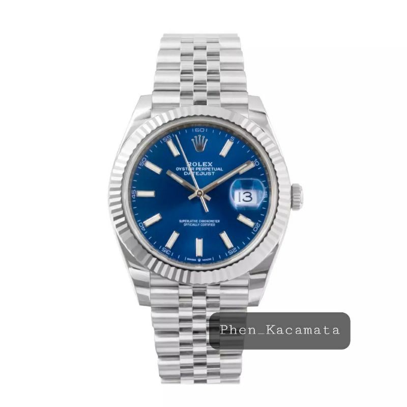JAM TANGAN PRIA ROLEX DATEJUST 41MM OYSTER PERPETUAL BLUE DIAL SWISS
