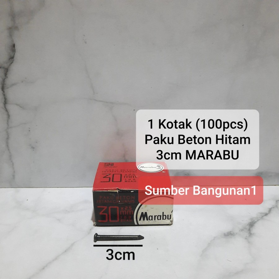 Paku beton hitam 3cm marabu paku tembok 1 kotak