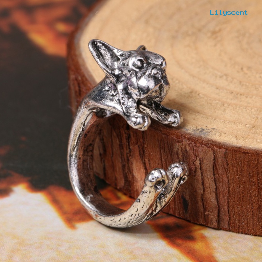 Ls Cincin Terbuka Adjustable Model Anjing Pitbull Gaya Retropunk Untuk Unisexpriawanita