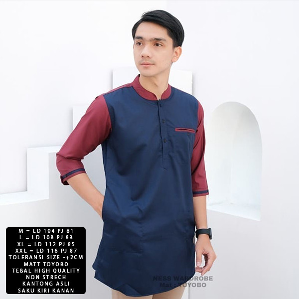 Koko Taror size XXL NI-Baju koko pria matt toyobo varian warna - Navy