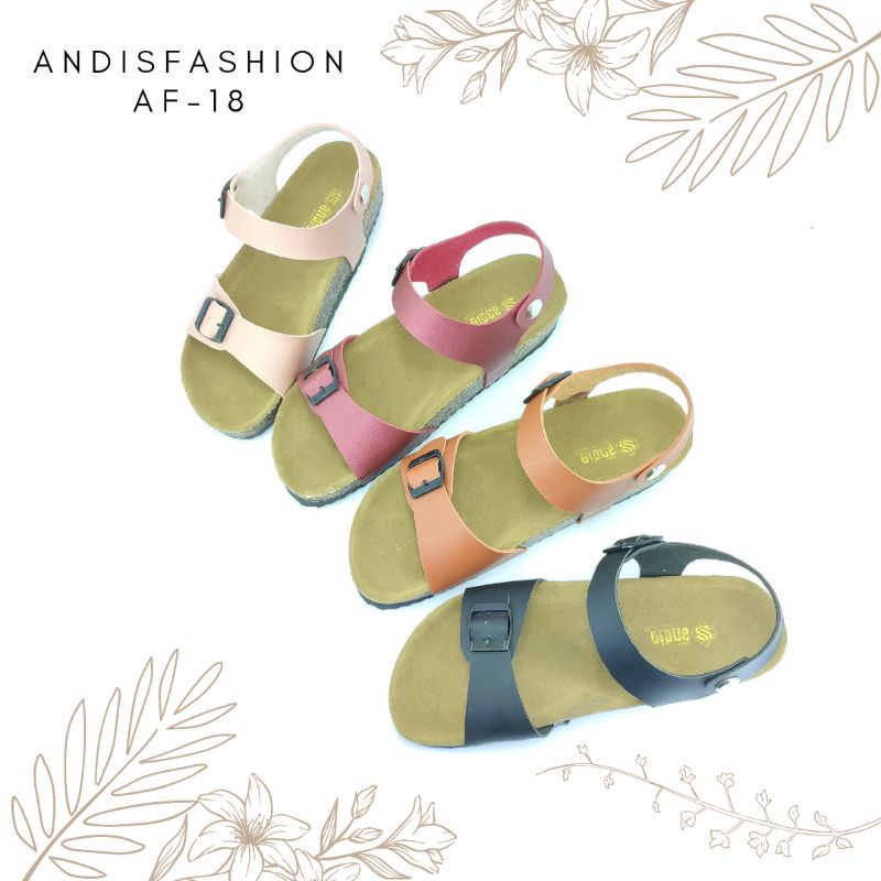 Sandal Birken Wanita Sendal Slide Model Gesper Tali Andis AF18