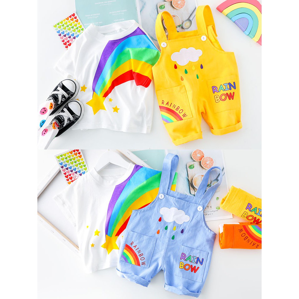 Cherry COD Overall Anak Import Rainbow / Baju Kodok Anak / Setelan Jumpsuit Anak Pelangi - JL08