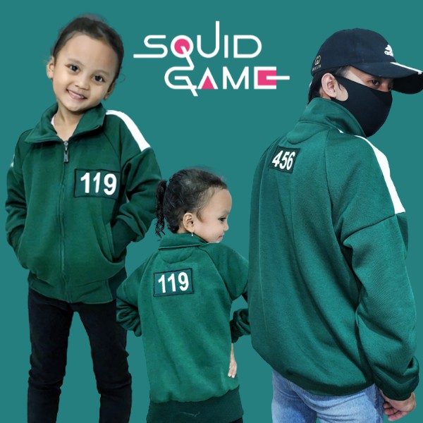 ( COD ) READY STOK JAKET SQUID GAME / BISA CUSTOM NOMER / JAKET SQUID GAME ANAK / SQUID GAME ANAK (UNISEX) S- M-L-XL-XXL