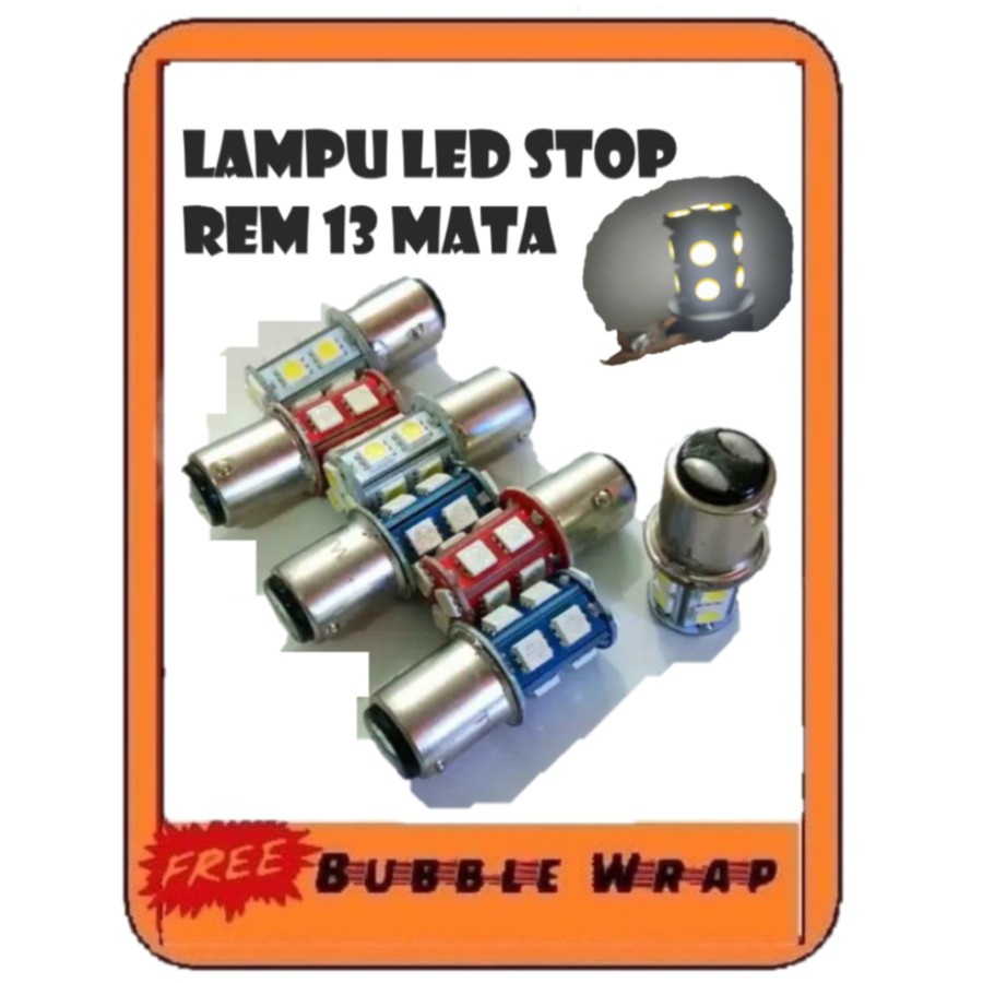 Lampu Stop Rem LED belakang 13 Mata Strobo Kedip Motor Mobil Kaki 2 Universal cocok untuk motor BEAT
