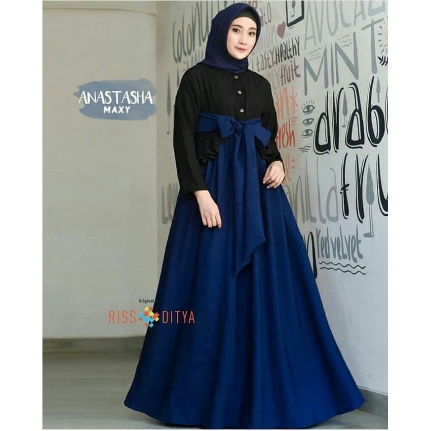ANASTASYA DRESS Bahan Balotelly Gamis Simple Model Trendy Terbaru