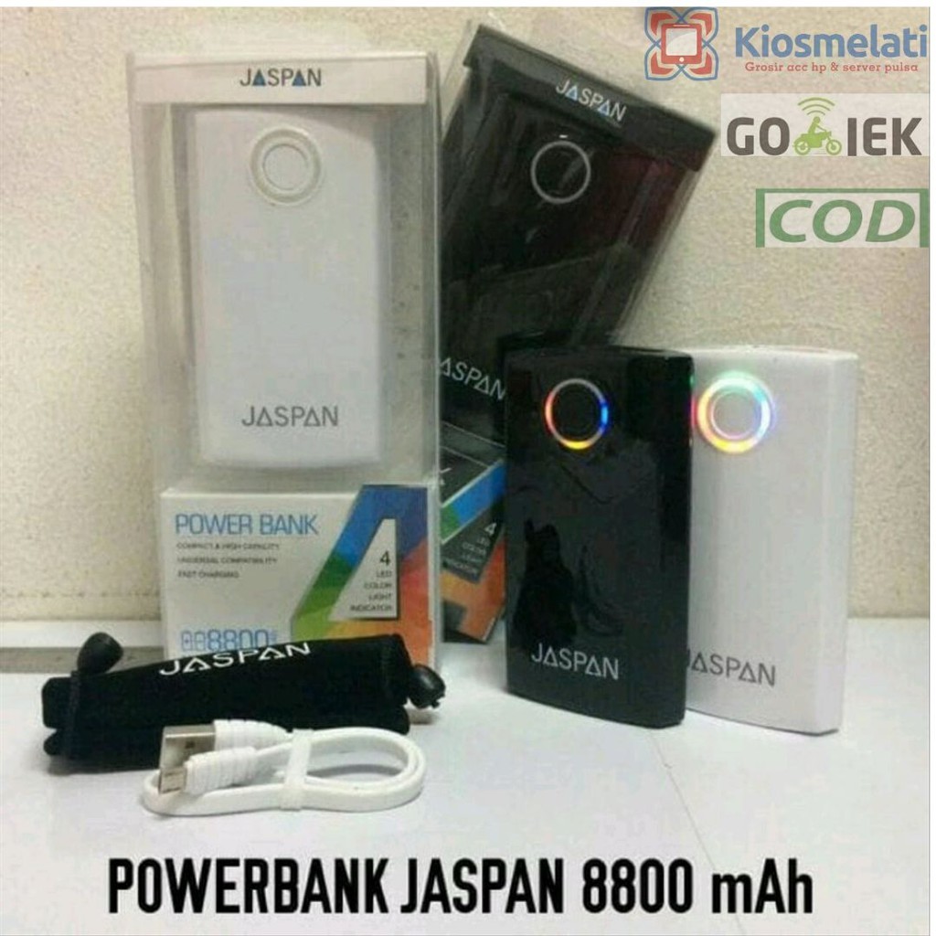 Powerbank Jaspan 8800mAh/6600mAh Real capacity garansi 1 tahun