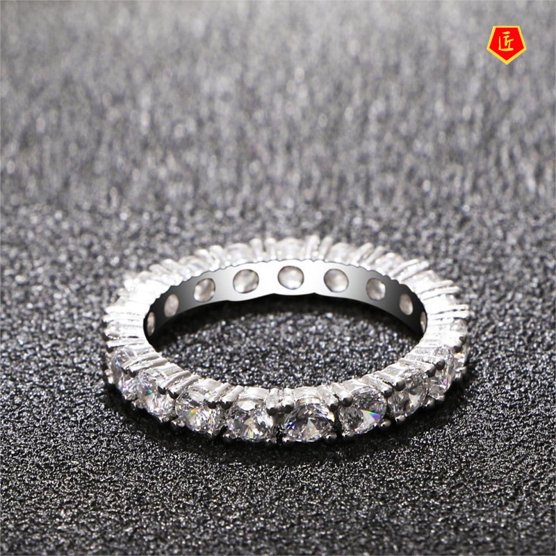 [Ready Stock]Fashion Single Row Full Diamond Ring Female Simple Personality