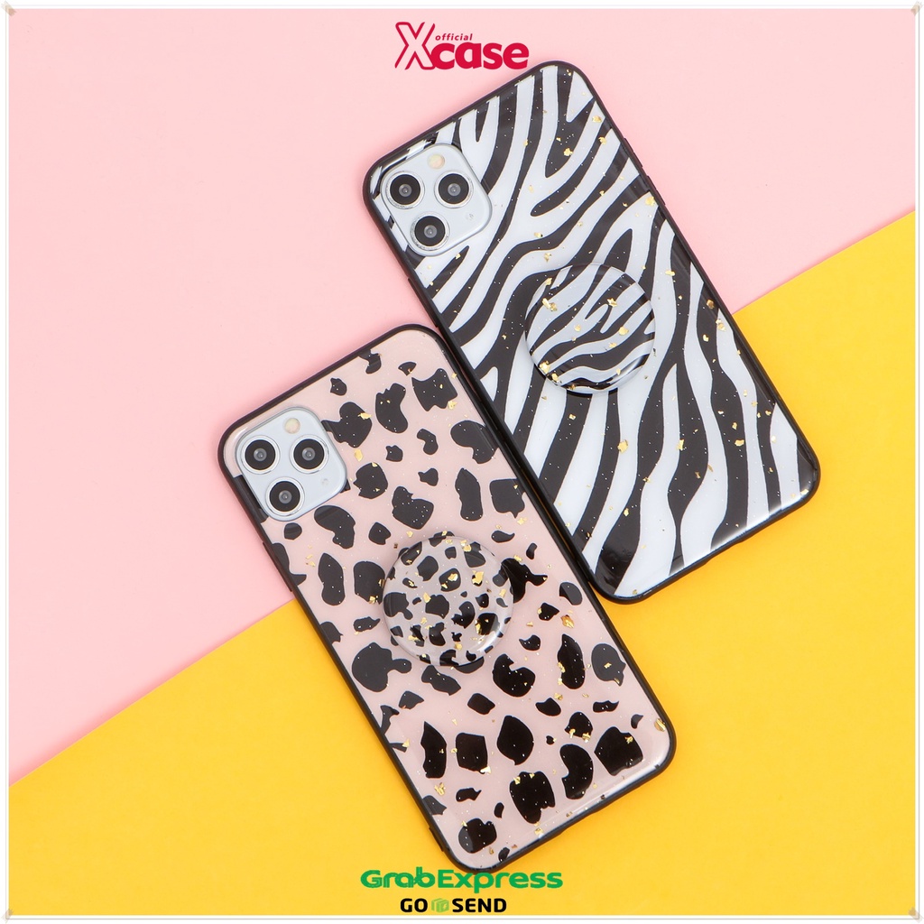 ANIMAL ZELO GLITTER SOFTCASE WITH GRIPTOK - FOR IPHONE VIVO XIAOMI 6 7 8 X XS XR 11 PRO MAX