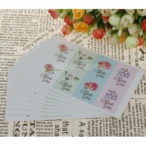 Paper Tags Sticker &quot;THANK YOU&quot; - 4 Color Flower (1sheet/10pcs)