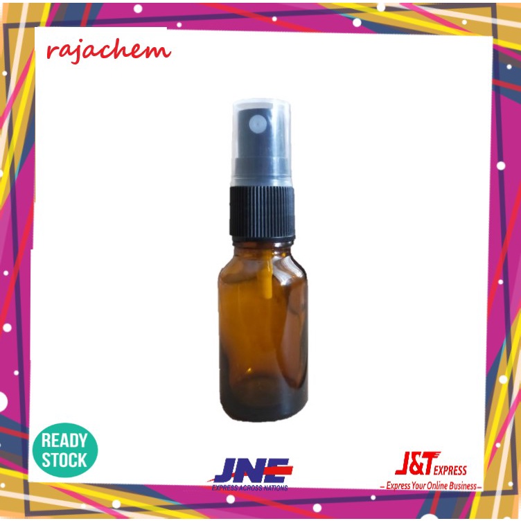 Botol Kaca Amber 15 ml Tebal Tutup Spray Hitam