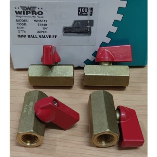 BALVALEP SEGI MINI KUNINGAN 1/4&quot; WIPRO  TERSEDIA 2  TYPE/STOP KRAN KUNINGAN / BALL VALVE KUNINGAN