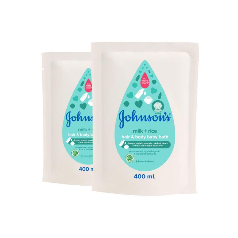 Johnson's hair &amp; body baby bath milk n rice reffil 400ml pump 500ml exp 1/2025