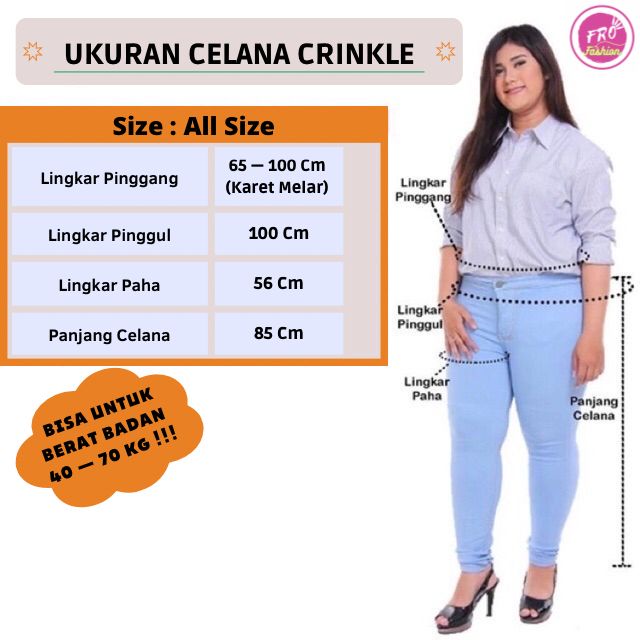 Celana Pinggang Karet Wanita 7/9 Crinkle Premium