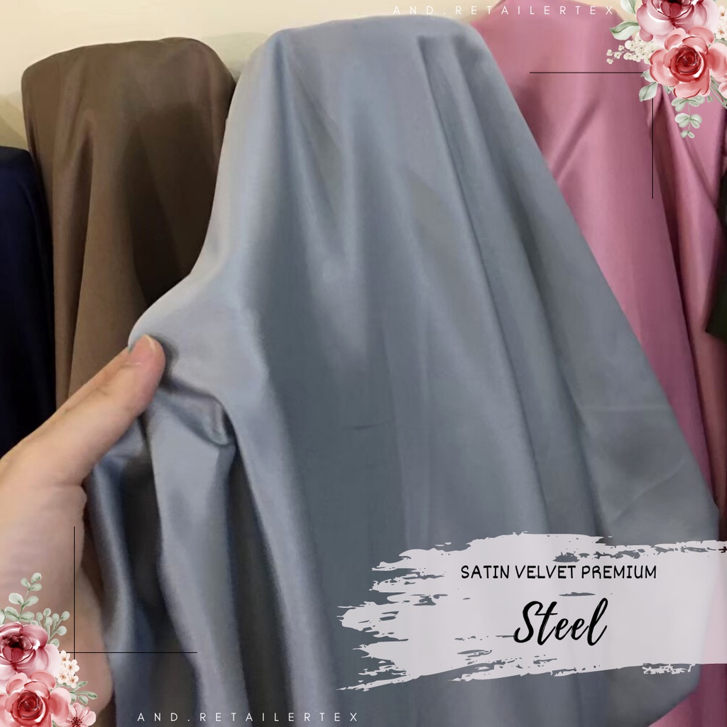 Kain Satin Velvet Premium Warna Steel Bahan Seragaman Bahan Furing Bisa Untuk Foto Backdrop Background Foto Produk