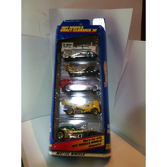Hot Wheels Gift Pack. 1999 Crazy Classics III 5-Pack - Rail Rodder-Whatta Drag-Skullrider-Dogfighter