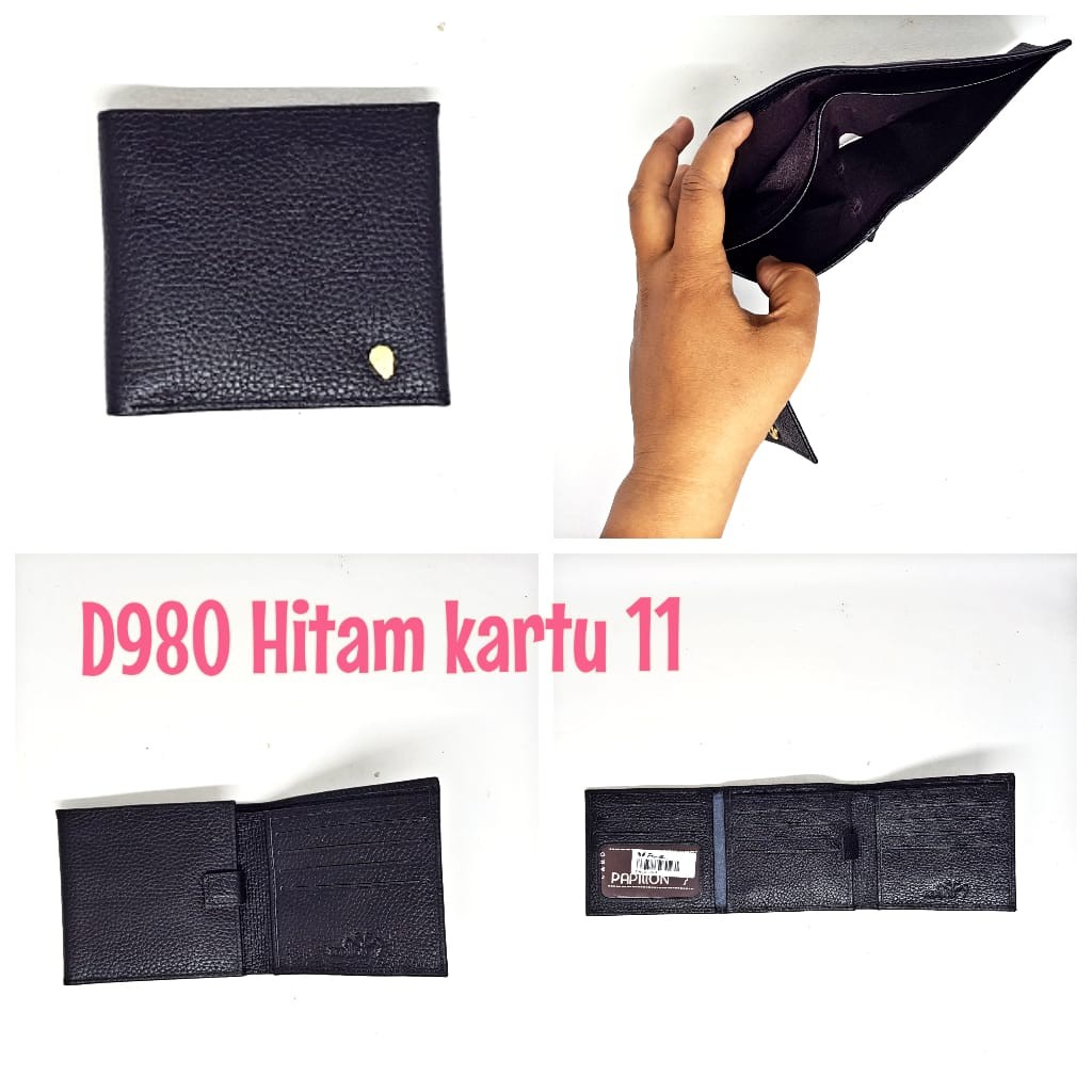 Dompet Kulit Papillon Original D980 Hitam Cowok Pria