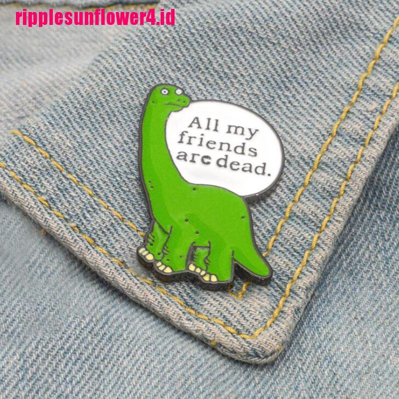 Pin Bros Lencana Bentuk Kartun Dinosaurus Hijau Bahan Logam