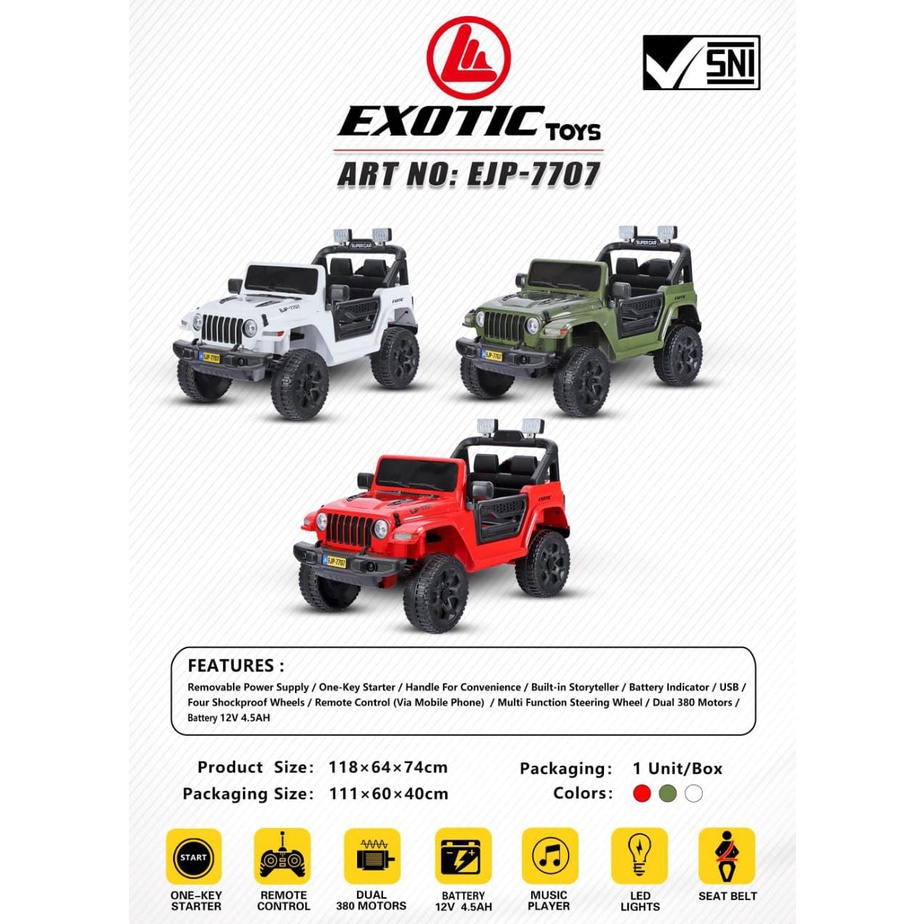 mobil mobilan aki anak jeep exotic 7707