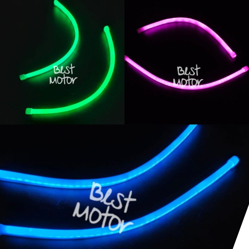 Sepasang Lampu Alis LED DRL Mobil Motor 30Cm Fleksibel Non Running Neon Motor