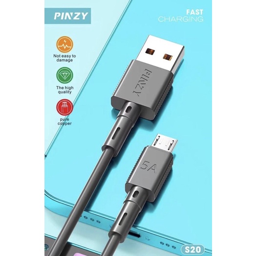 Kabel Data PINZY S20 Micro USB Support Fast Charging Panjang 1 Meter - Kabel charger fast charging S20
