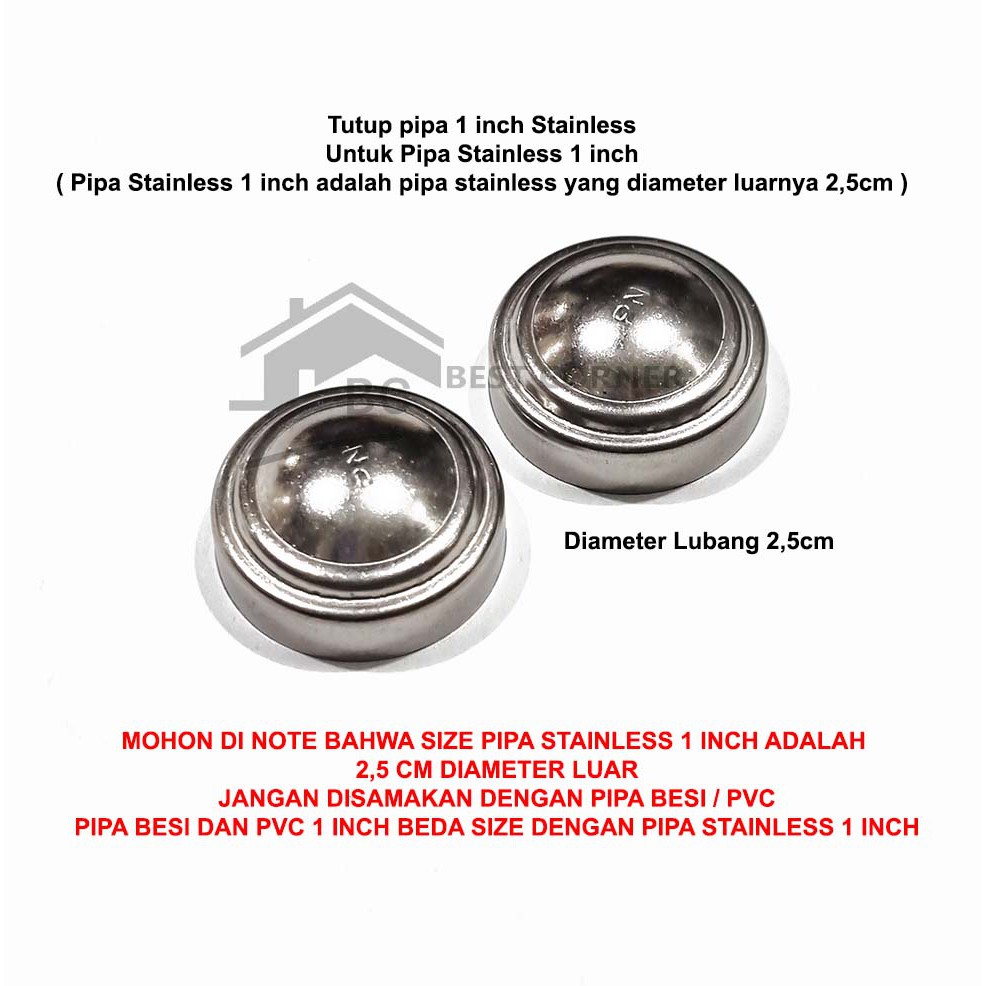 Tutup Pipa Stainless 1 Inch / 25mm / 2,5cm