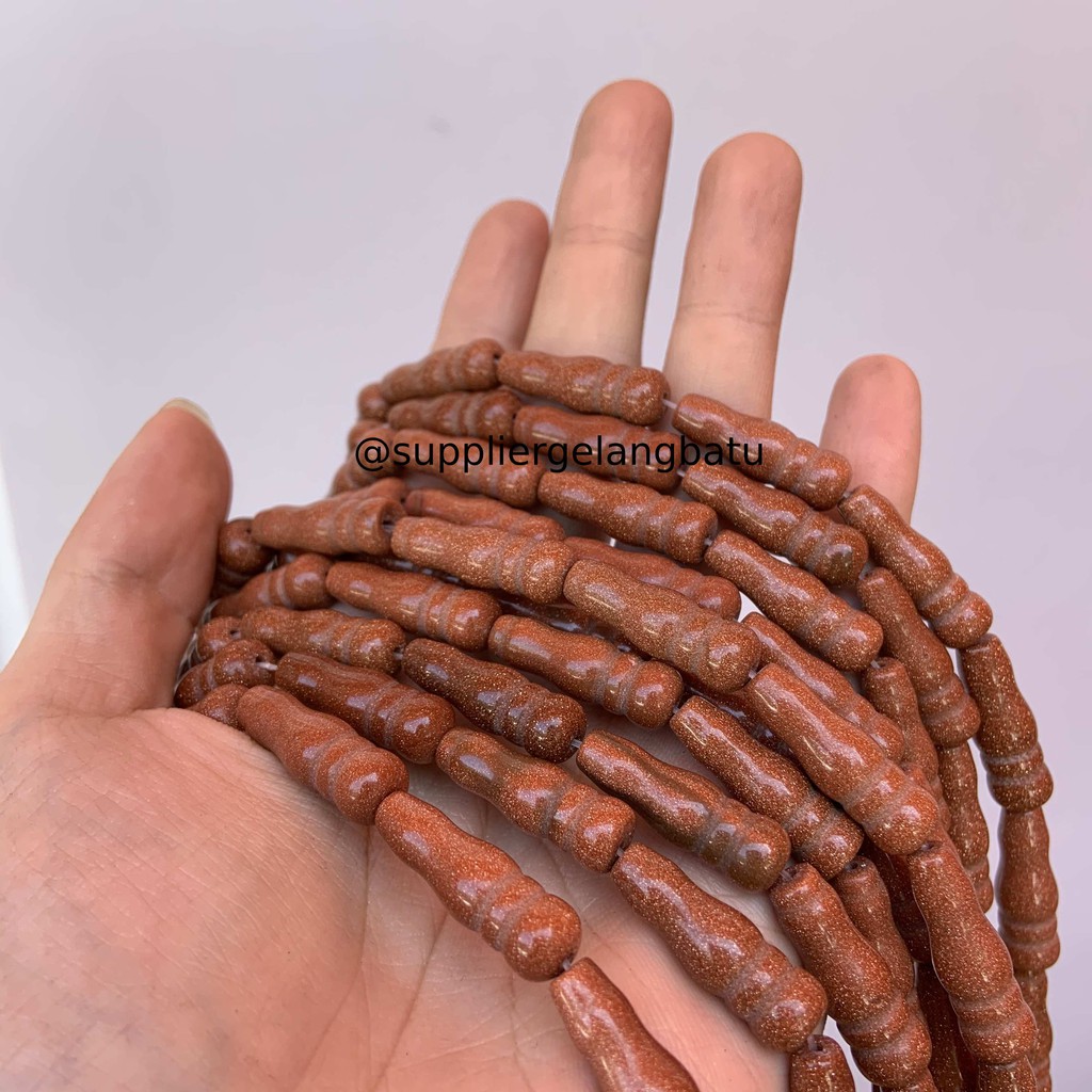 bahan ujung kepala tasbih pasir emas coklat muslim tasbeh batu craft