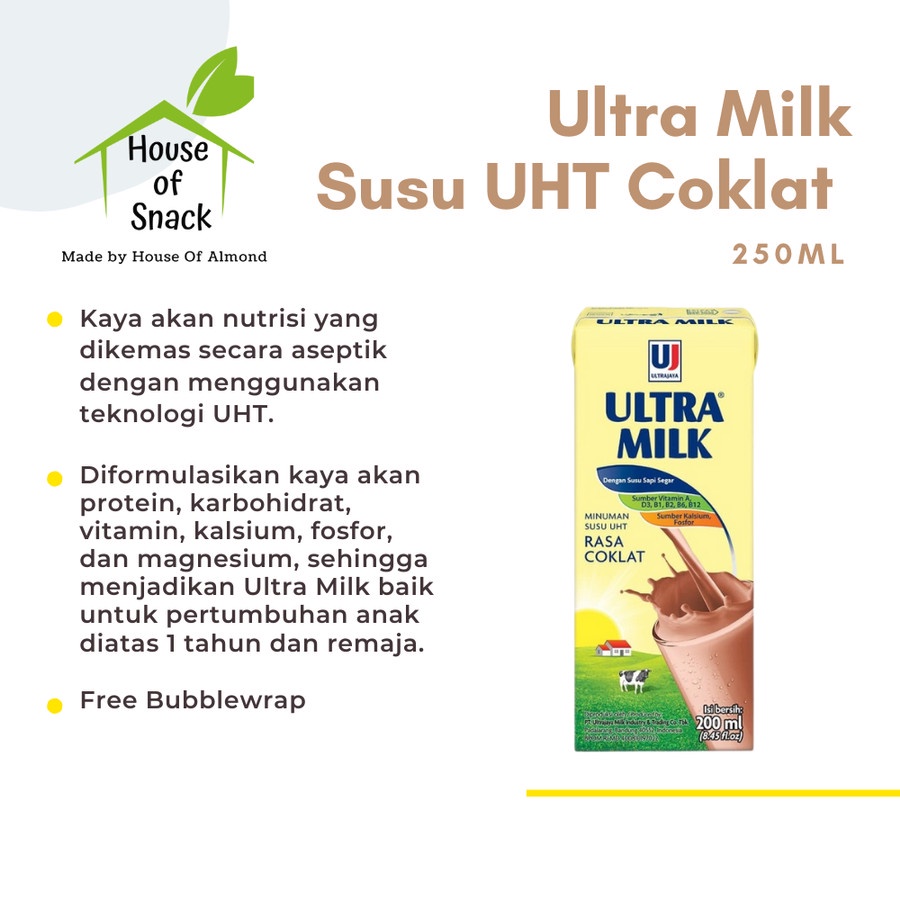 

Ultra Milk Susu UHT Rasa Coklat 250ml (1box / 24pcs)