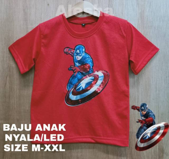 Kaos anak superhero LED