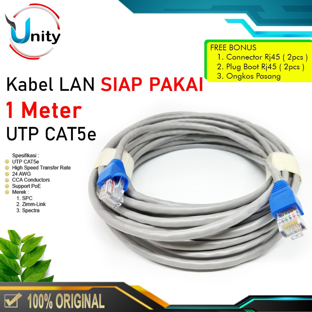 Kabel LAN UTP 1M Kabel UTP CAT5 1Meter Kabel RJ45 1 Meter Siap Pakai