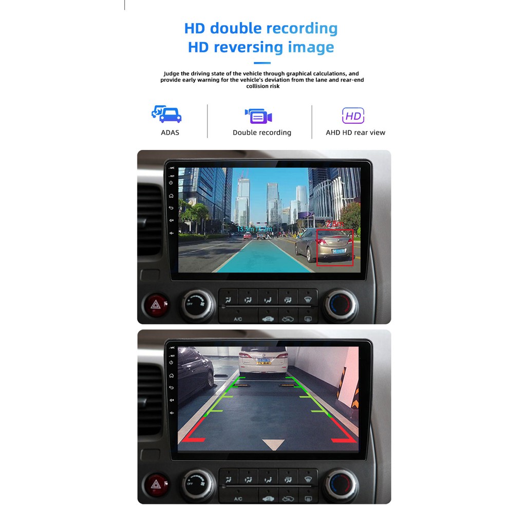 Head unit Android Dual DVR GPS DSP 9 inch Carplay Quad-core  Android 10 Dual DVR front and rear cam