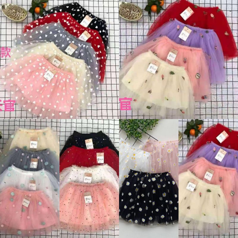 Rok Tutu anak import usia 1-6th pendek Tile Tumpuk Import Lembut motif BUNGA / Grosir Pakaian Anak murah / rok tutu anak import premium