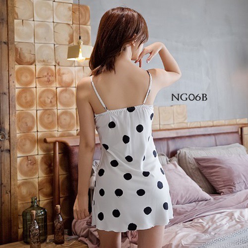 [SIAP KIRIM] LINGERIE SEXY NIGHTGOWN BAJU TIDUR WANITA POLKADOT PUTIH NG06B