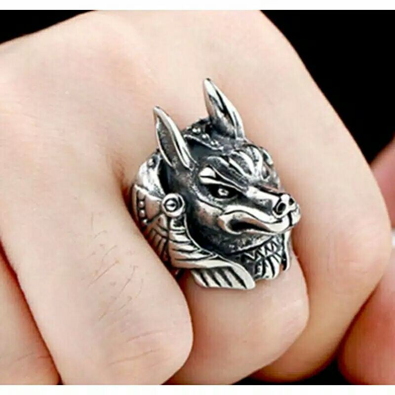 Cincin pria tengkorak punk style men ring egypt tribe series