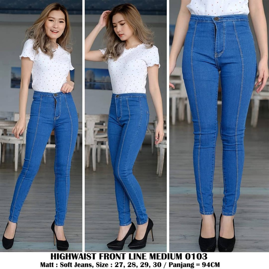 CELANA JEANS HIGH WAIST 27-34 // HIGHWAIST HW LIPAT TULANG TENGAH