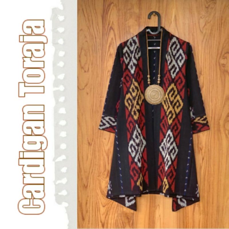 Cardigan tenun motif toraja gringsing