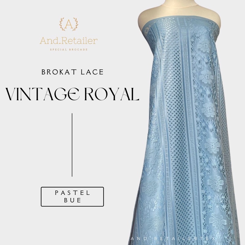 Brokat Lace Vintage Royal warna Pastel Blue