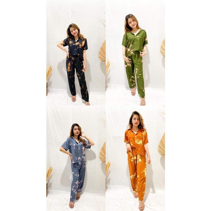 One Set Baju Setelan Wanita Tie Dye Bali