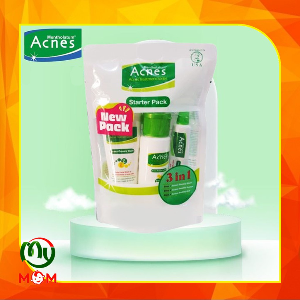 ACNES Starter Pack 3 In 1 - Creamy Wash 20GR | Powder Lotion 20ML | Sealing Jell 5GR_Cerianti