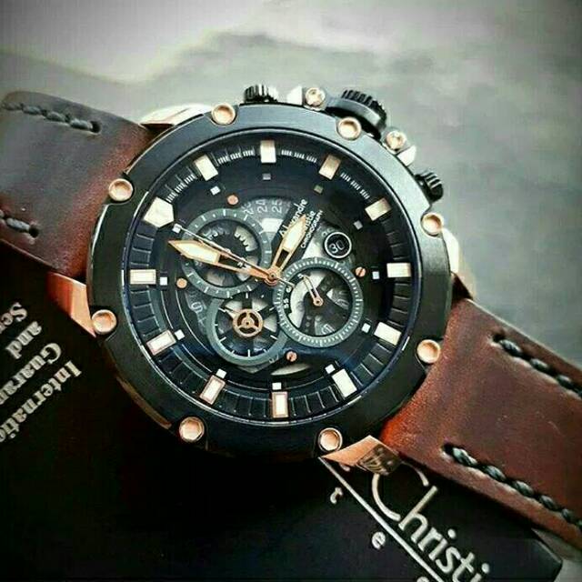 JAM TANGAN PRIA ALEXANDRE CHRISTIE AC6416 LEATHER ORIGINAL